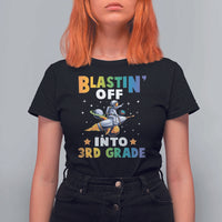 Funny Back To School Space T Shirt For Women Blastin' Off Into 3rd Grade Astronaut Rocket - Wonder Print Shop