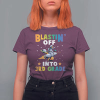 Funny Back To School Space T Shirt For Women Blastin' Off Into 3rd Grade Astronaut Rocket - Wonder Print Shop