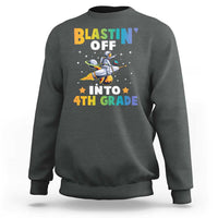 Funny Back To School Space Sweatshirt Blastin' Off Into 4th Grade Astronaut Rocket - Wonder Print Shop