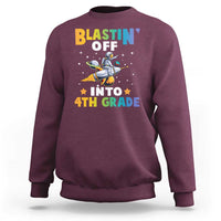 Funny Back To School Space Sweatshirt Blastin' Off Into 4th Grade Astronaut Rocket - Wonder Print Shop