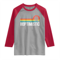 Funny Hops Craft Beer Lover Raglan Shirt Hoptimistic Retro Vintage Home Brewing - Wonder Print Shop