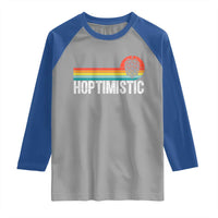 Funny Hops Craft Beer Lover Raglan Shirt Hoptimistic Retro Vintage Home Brewing - Wonder Print Shop
