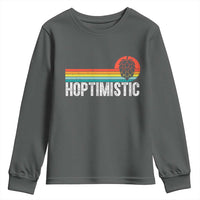 Funny Hops Craft Beer Lover Youth Sweatshirt Hoptimistic Retro Vintage Home Brewing - Wonder Print Shop