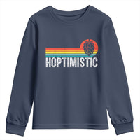 Funny Hops Craft Beer Lover Youth Sweatshirt Hoptimistic Retro Vintage Home Brewing - Wonder Print Shop