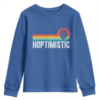 Funny Hops Craft Beer Lover Youth Sweatshirt Hoptimistic Retro Vintage Home Brewing - Wonder Print Shop