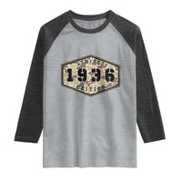 90th Birthday Hunting Raglan Shirt 1936 Limited Edition Vintage Camouflage Gifts For Turning 90