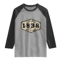 90th Birthday Hunting Raglan Shirt 1936 Limited Edition Vintage Camouflage Gifts For Turning 90
