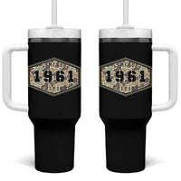 65th Birthday Hunting Tumbler With Handle 1961 Limited Edition Vintage Camouflage Gifts For Turning 65