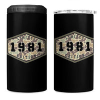 45th Birthday Hunting 4 in 1 Can Cooler Tumbler 1981 Limited Edition Vintage Camouflage Gifts For Turning 45