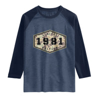45th Birthday Hunting Raglan Shirt 1981 Limited Edition Vintage Camouflage Gifts For Turning 45