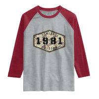 45th Birthday Hunting Raglan Shirt 1981 Limited Edition Vintage Camouflage Gifts For Turning 45