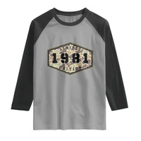 45th Birthday Hunting Raglan Shirt 1981 Limited Edition Vintage Camouflage Gifts For Turning 45