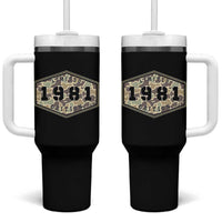 45th Birthday Hunting Tumbler With Handle 1981 Limited Edition Vintage Camouflage Gifts For Turning 45