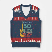 Funny 50th Birthday 80s Rock Lover V-Neck Knit Sweater Vest I May Be 50 But I Got To See All The Cool Bands