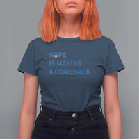 Harris Walz Supporter T Shirt For Women Hope Is Making A Comeback American Flag - Wonder Print Shop