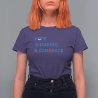 Harris Walz Supporter T Shirt For Women Hope Is Making A Comeback American Flag - Wonder Print Shop