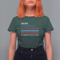 Harris Walz 2024 T Shirt For Women Hope Is Making A Comeback American Flag - Wonder Print Shop
