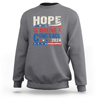 Harris Walz Supporter Sweatshirt Hope Is Making A Comeback 2024 American Flag Star - Wonder Print Shop