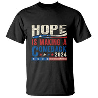 Harris Walz Supporter T Shirt Hope Is Making A Comeback 2024 American Flag Star - Wonder Print Shop