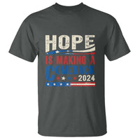 Harris Walz Supporter T Shirt Hope Is Making A Comeback 2024 American Flag Star - Wonder Print Shop