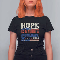 Harris Walz Supporter T Shirt For Women Hope Is Making A Comeback 2024 American Flag Star - Wonder Print Shop