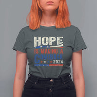 Harris Walz Supporter T Shirt For Women Hope Is Making A Comeback 2024 American Flag Star - Wonder Print Shop