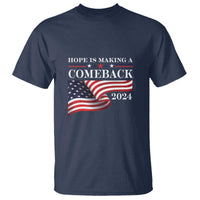 Harris Walz Supporter T Shirt Hope Is Making A Comeback 2024 American Flag Star - Wonder Print Shop