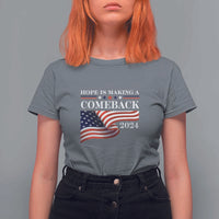 Harris Walz Supporter T Shirt For Women Hope Is Making A Comeback 2024 American Flag Star - Wonder Print Shop