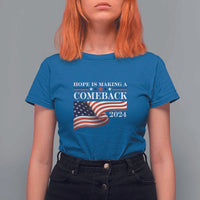 Harris Walz Supporter T Shirt For Women Hope Is Making A Comeback 2024 American Flag Star - Wonder Print Shop