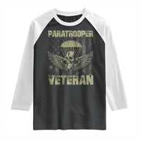 Paratrooper Veteran Raglan Shirt Airborne Military Vintage American Flag - Wonder Print Shop