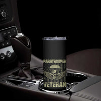 Paratrooper Veteran Skinny Tumbler Airborne Military Vintage American Flag - Wonder Print Shop