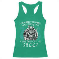 Viking Your First Mistake Was Thinking I Was One Of The Sheep Racerback Tank Top Viking Warrior - Wonder Print Shop
