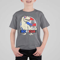 Funny Boricua Dinosaur Dino Puerto Rican Flag Hispanic Heritage T Shirt For Kid - Wonder Print Shop