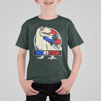 Funny Boricua Dinosaur Dino Puerto Rican Flag Hispanic Heritage T Shirt For Kid - Wonder Print Shop