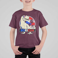 Funny Boricua Dinosaur Dino Puerto Rican Flag Hispanic Heritage T Shirt For Kid - Wonder Print Shop