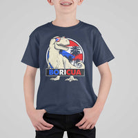Funny Boricua Dinosaur Dino Puerto Rican Flag Hispanic Heritage T Shirt For Kid - Wonder Print Shop