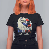 Funny Boricua Dinosaur Dino Puerto Rican Flag Hispanic Heritage T Shirt For Women - Wonder Print Shop