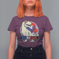 Funny Boricua Dinosaur Dino Puerto Rican Flag Hispanic Heritage T Shirt For Women - Wonder Print Shop