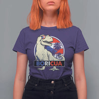 Funny Boricua Dinosaur Dino Puerto Rican Flag Hispanic Heritage T Shirt For Women - Wonder Print Shop