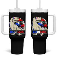 Funny Boricua Dinosaur Dino Puerto Rican Flag Hispanic Heritage Tumbler With Handle - Wonder Print Shop