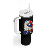 Funny Boricua Dinosaur Dino Puerto Rican Flag Hispanic Heritage Tumbler With Handle - Wonder Print Shop