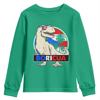 Funny Boricua Dinosaur Dino Puerto Rican Flag Hispanic Heritage Youth Sweatshirt - Wonder Print Shop