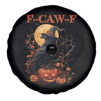 Funny Halloween F Caw F Spare Tire Cover Black Crow Moon Gothic Spooky Season - Wonder Print Shop