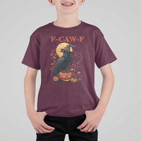 Funny Halloween F Caw F T Shirt For Kid Black Crow Moon Gothic Spooky Season - Wonder Print Shop