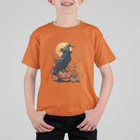 Funny Halloween F Caw F T Shirt For Kid Black Crow Moon Gothic Spooky Season - Wonder Print Shop