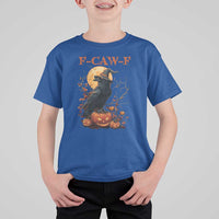 Funny Halloween F Caw F T Shirt For Kid Black Crow Moon Gothic Spooky Season - Wonder Print Shop