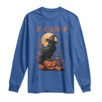 Funny Halloween F Caw F Long Sleeve Shirt Black Crow Moon Gothic Spooky Season - Wonder Print Shop
