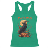 Funny Halloween F Caw F Racerback Tank Top Black Crow Moon Gothic Spooky Season - Wonder Print Shop