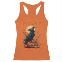 Funny Halloween F Caw F Racerback Tank Top Black Crow Moon Gothic Spooky Season - Wonder Print Shop