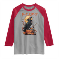 Funny Halloween F Caw F Raglan Shirt Black Crow Moon Gothic Spooky Season - Wonder Print Shop